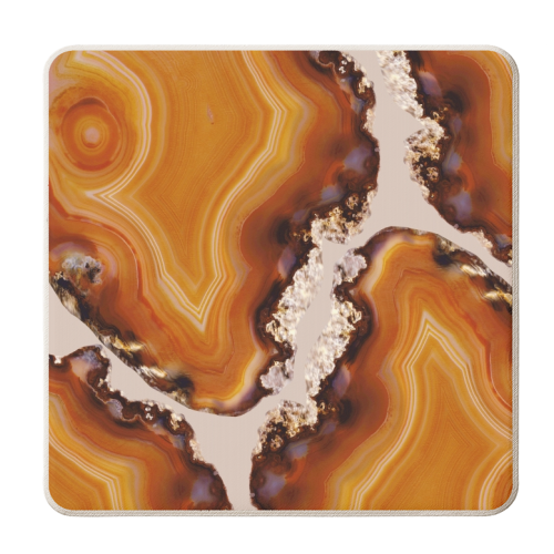 Orange Brown Agate Pattern #1 #gem #decor #art - personalised beer coaster by Anita Bella Jantz