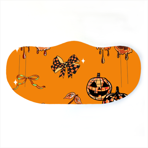 Orange Cherry Skulls with Coquette Bows - face cover mask by EZbie