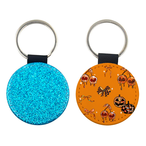 Orange Cherry Skulls with Coquette Bows - keyring by EZbie