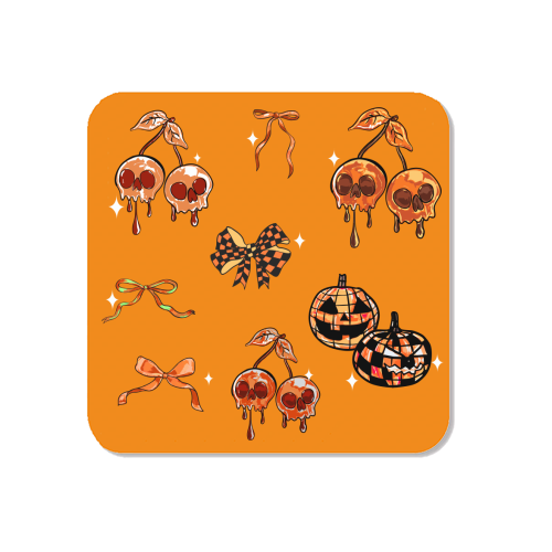 Orange Cherry Skulls with Coquette Bows - Magnet by EZbie