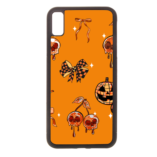 Orange Cherry Skulls with Coquette Bows - stylish phone case by EZbie