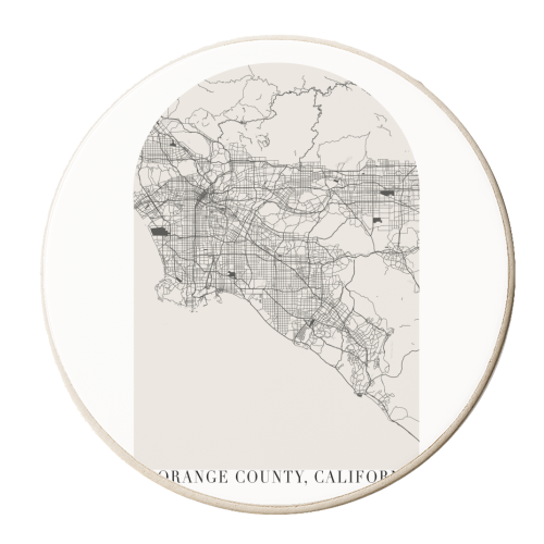 Orange County California Boho Arch Street Map - personalised beer coaster by Toni Scott