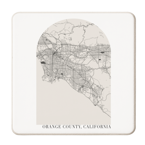 Orange County California Boho Arch Street Map - personalised beer coaster by Toni Scott