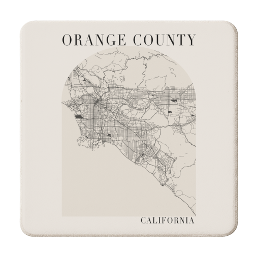 Orange County California Boho Minimal Arch Full Beige Color Street Map Print, UNFRAMED - personalised beer coaster by Toni Scott