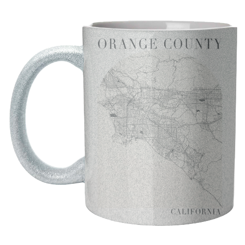 Orange County California Boho Minimal Arch Full Beige Color Street Map Print, UNFRAMED - unique mug by Toni Scott