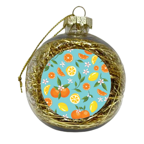 Orange & Lemon Blue Twist - xmas bauble by Niamh McKeown