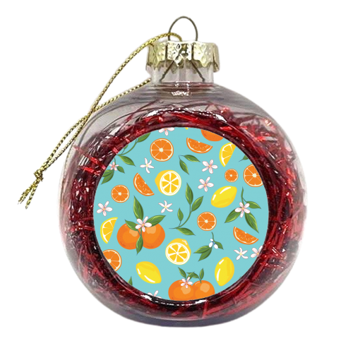 Orange & Lemon Blue Twist - xmas bauble by Niamh McKeown