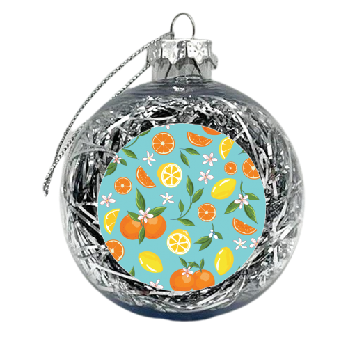 Orange & Lemon Blue Twist - xmas bauble by Niamh McKeown