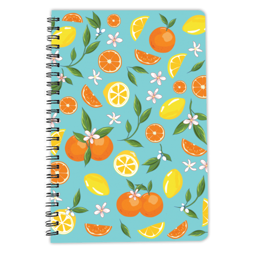 Orange & Lemon Blue Twist - personalised A4, A5, A6 notebook by Niamh McKeown