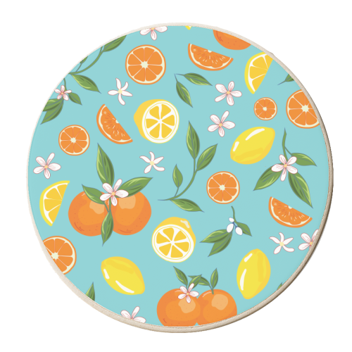 Orange & Lemon Blue Twist - personalised beer coaster by Niamh McKeown