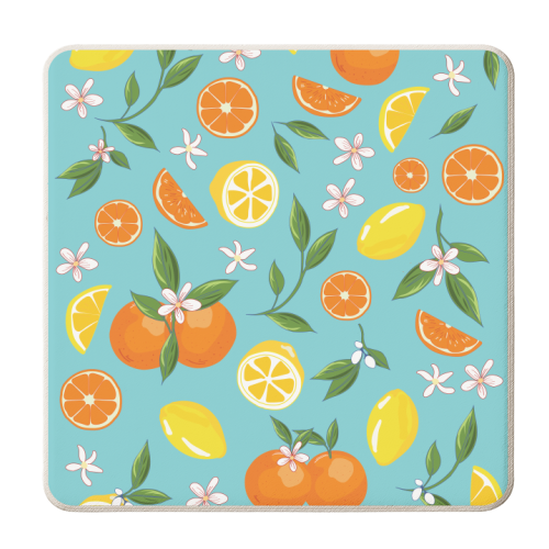 Orange & Lemon Blue Twist - personalised beer coaster by Niamh McKeown