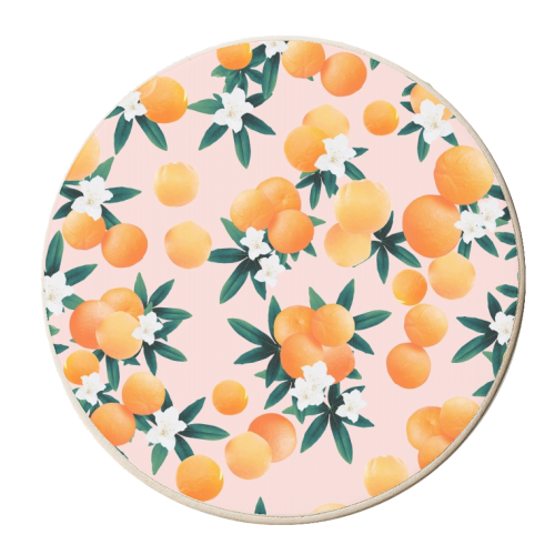Orange Twist Flower Vibes #7 #tropical #fruit #decor #art - personalised beer coaster by Anita Bella Jantz