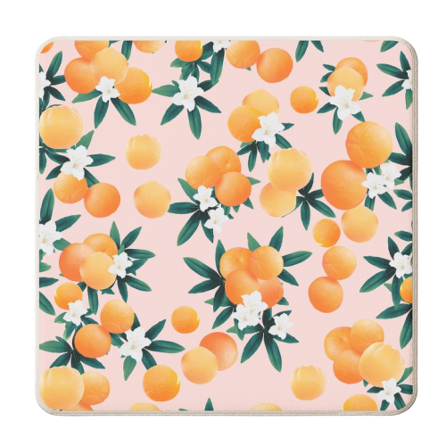 Orange Twist Flower Vibes #7 #tropical #fruit #decor #art - personalised beer coaster by Anita Bella Jantz