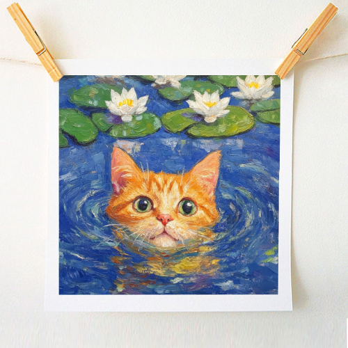 Orange Water Lilly - A1 - A4 art print by DejaReve