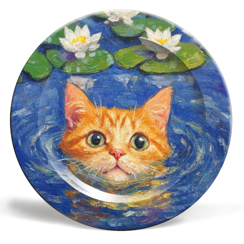 Orange Water Lilly - ceramic dinner plate by DejaReve