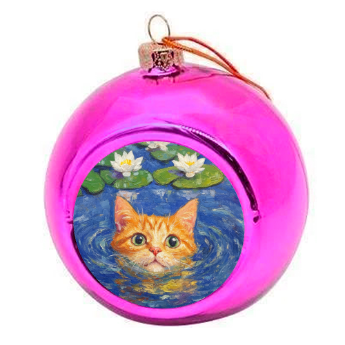Orange Water Lilly - colourful christmas bauble by DejaReve