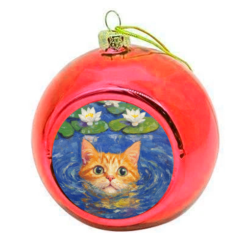 Orange Water Lilly - colourful christmas bauble by DejaReve