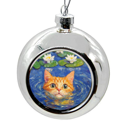 Orange Water Lilly - colourful christmas bauble by DejaReve