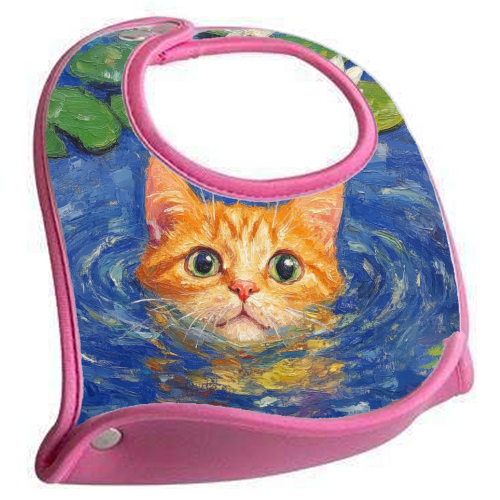 Orange Water Lilly - feeding bib by DejaReve