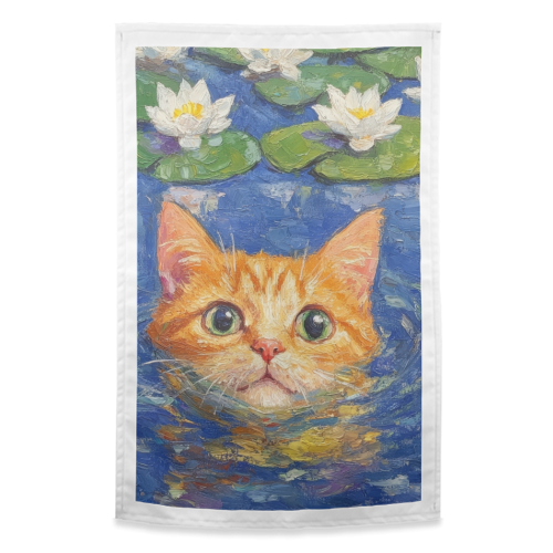 Orange Water Lilly - funny tea towel by DejaReve