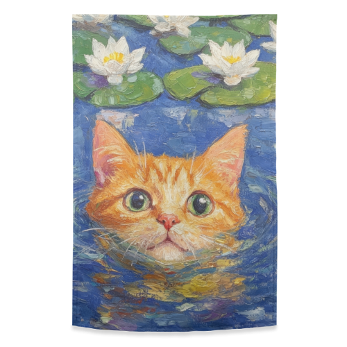 Orange Water Lilly - funny tea towel by DejaReve