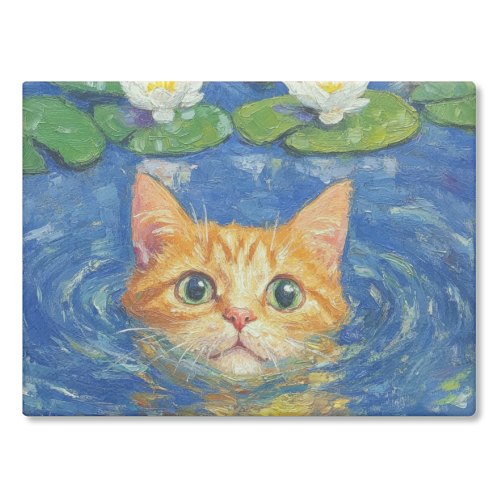 Orange Water Lilly - glass chopping board by DejaReve