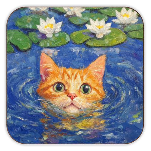 Orange Water Lilly - personalised beer coaster by DejaReve