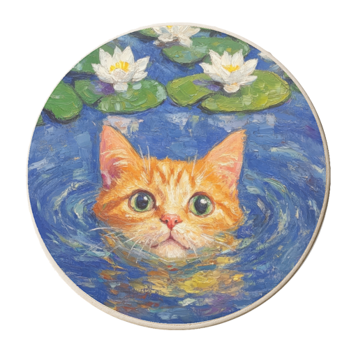 Orange Water Lilly - personalised beer coaster by DejaReve