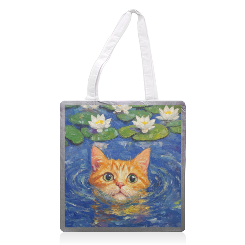 Orange Water Lilly - printed canvas tote bag by DejaReve