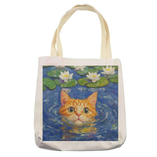 Orange Water Lilly - printed canvas tote bag by DejaReve