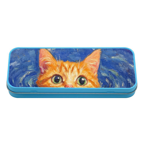 Orange Water Lilly - tin pencil case by DejaReve