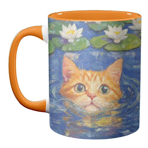 Orange Water Lilly - unique mug by DejaReve