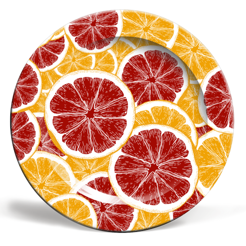 Oranges and Blood Oranges Vintage Red Orange Citrus - ceramic dinner plate by Art Heart Home and Fashion