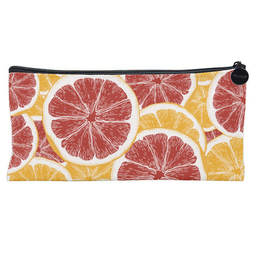 Oranges and Blood Oranges Vintage Red Orange Citrus - flat pencil case by Art Heart Home and Fashion