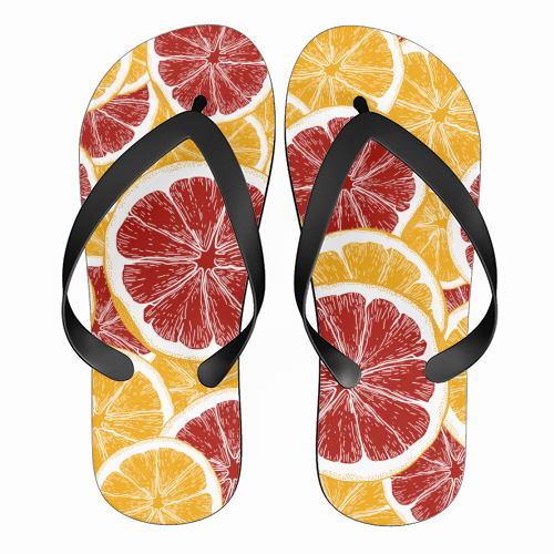Oranges and Blood Oranges Vintage Red Orange Citrus - funny flip flops by Art Heart Home and Fashion