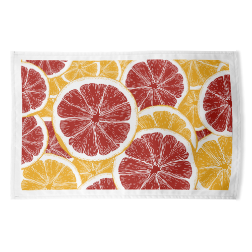 Oranges and Blood Oranges Vintage Red Orange Citrus - funny tea towel by Art Heart Home and Fashion