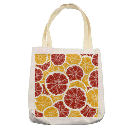 Oranges and Blood Oranges Vintage Red Orange Citrus - printed canvas tote bag by Art Heart Home and Fashion