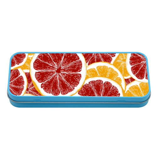 Oranges and Blood Oranges Vintage Red Orange Citrus - tin pencil case by Art Heart Home and Fashion