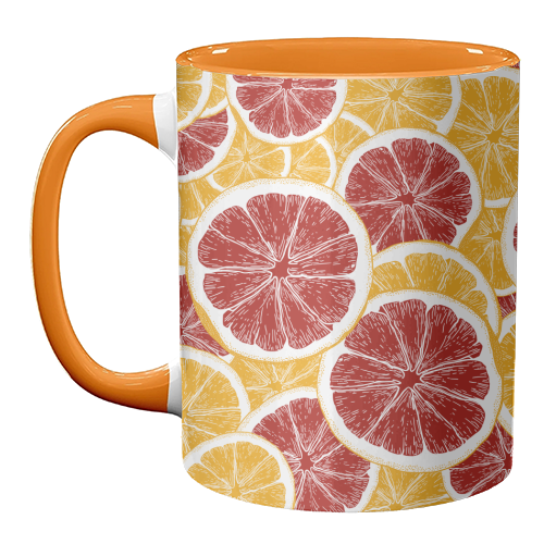 Oranges and Blood Oranges Vintage Red Orange Citrus - unique mug by Art Heart Home and Fashion