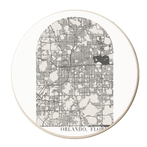 Orlando Florida Boho Minimal Arch Street Map - personalised beer coaster by Toni Scott