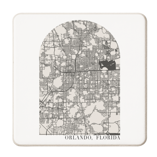 Orlando Florida Boho Minimal Arch Street Map - personalised beer coaster by Toni Scott