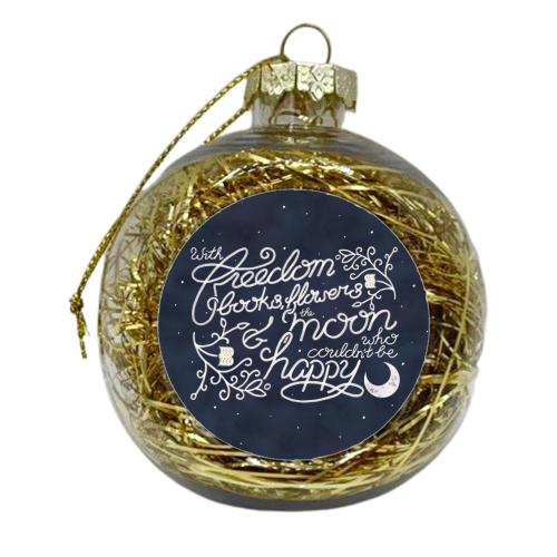 Oscar Wilde Moon Books Quote Calligraphy Stars - xmas bauble by A Rose Cast - Karen Murray