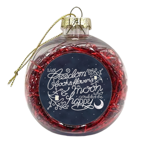 Oscar Wilde Moon Books Quote Calligraphy Stars - xmas bauble by A Rose Cast - Karen Murray