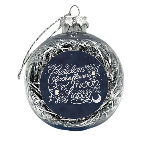 Oscar Wilde Moon Books Quote Calligraphy Stars - xmas bauble by A Rose Cast - Karen Murray