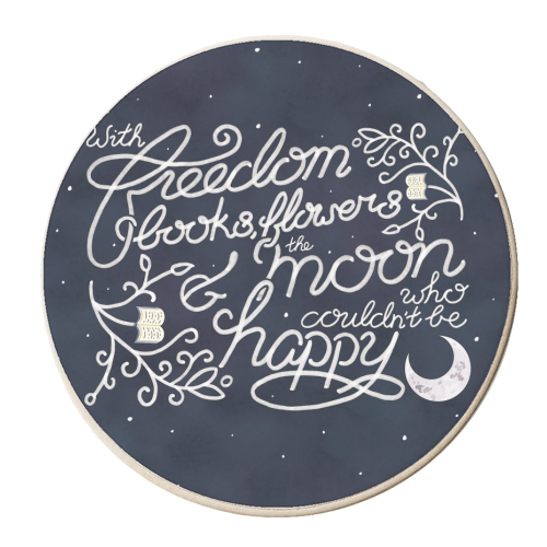 Oscar Wilde Moon Books Quote Calligraphy Stars - personalised beer coaster by A Rose Cast - Karen Murray