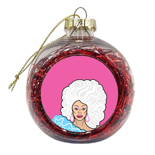 Our Queen Ru Paul (pink version) - xmas bauble by Adam Regester