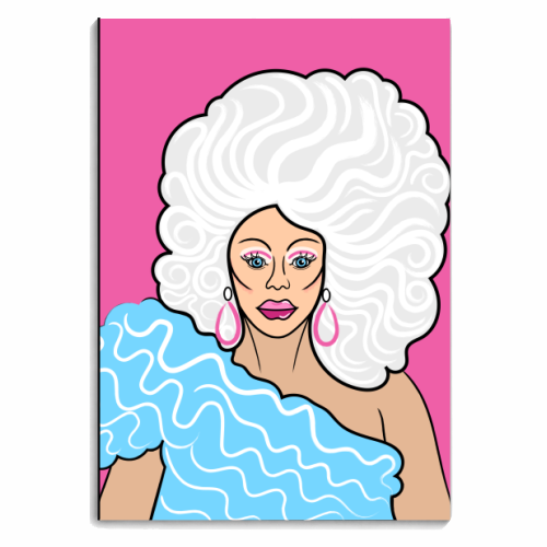 Our Queen Ru Paul (pink version) - personalised A4, A5, A6 notebook by Adam Regester