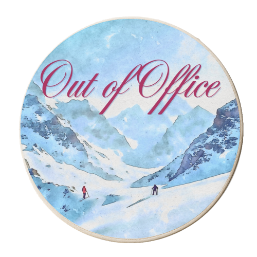 OUT OF OFFICE - SKIING - personalised beer coaster by AP
