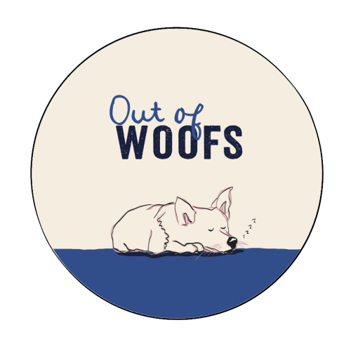 Out of Woofs cute dog print - Circle Sticker by Giddy Kipper