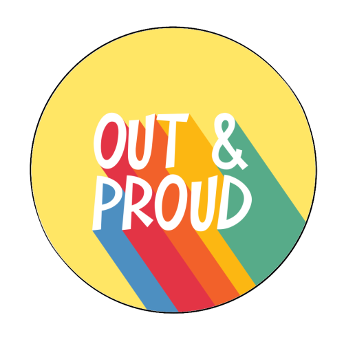 Out & Proud - Circle Sticker by Bev O'Connor